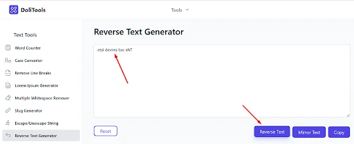reverse text generator Tool 1